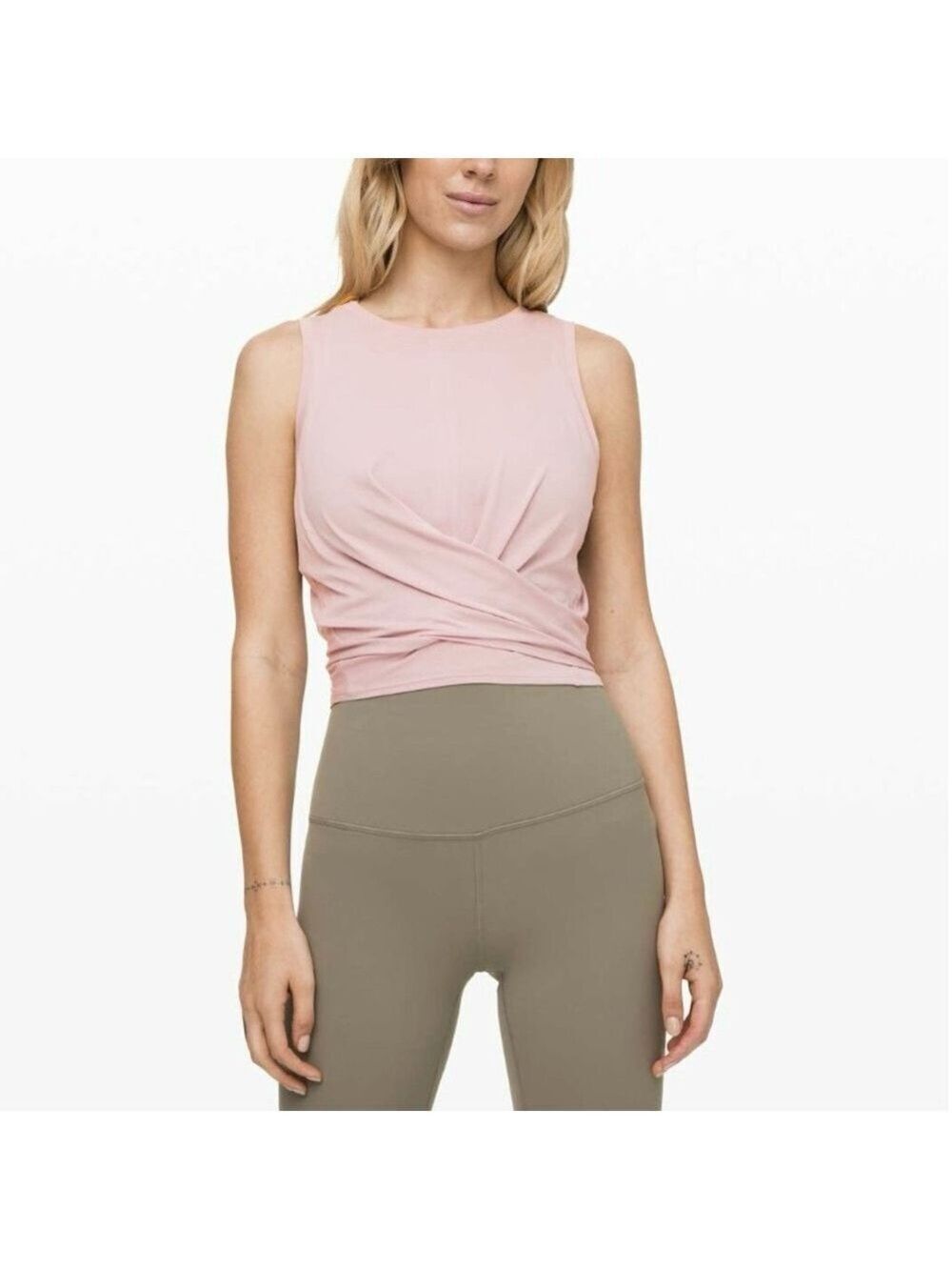 Lululemon Time to Restore Tank pima cotton tie back top in smoky blush M